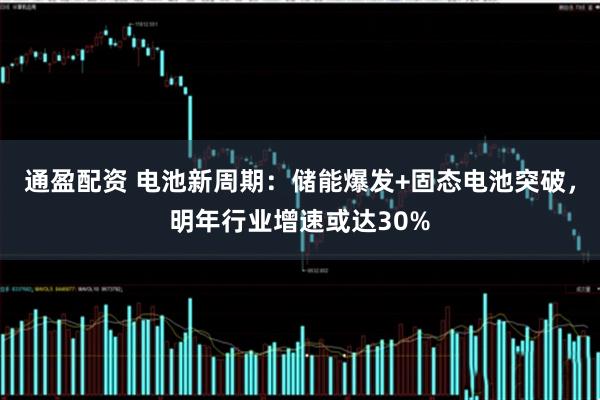 通盈配资 电池新周期：储能爆发+固态电池突破，明年行业增速或达30%